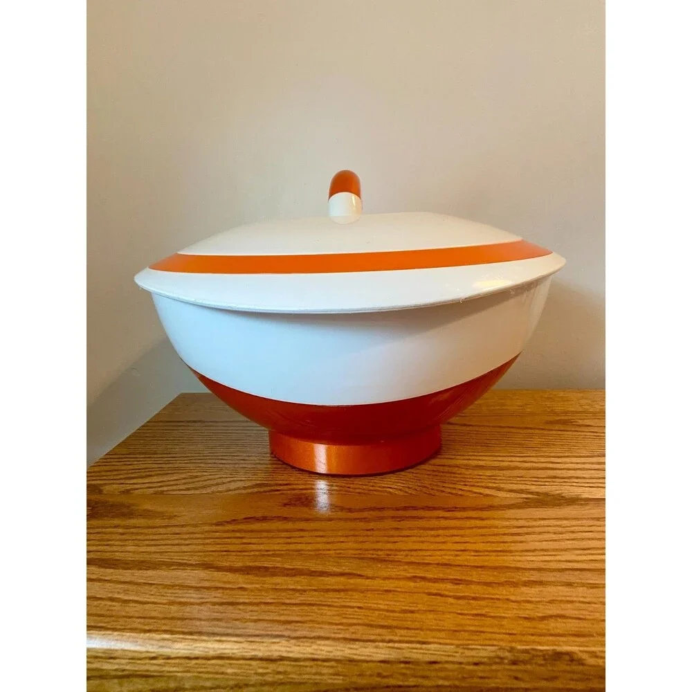 Retro Tokyo Large Thermo Insulated Food Bowl Container Locking Lid Orange MCM